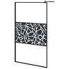 VidaXL Walk-in Shower Wall 45.3 in.x76.8 in. ESG Glass with Stone Design Black - 2 of 4