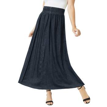 Jessica London Women's Plus Size Chambray Maxi Skirt