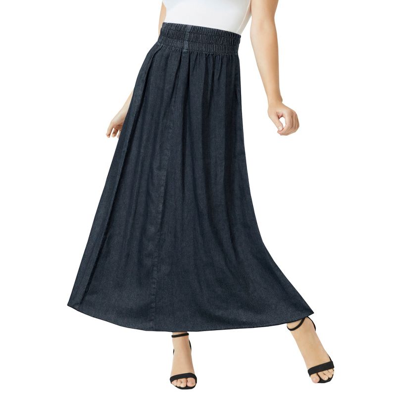 Jessica London Women's Plus Size Chambray Maxi Skirt, 1 of 2