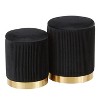 Vynxaria Nesting Coffee Tables - Black Velvet Glamour with Gold Accents - 4 of 4
