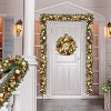 24"Pre-Lit Christmas Wreath for Front Door,Battery Operated Artificial Wreath with 20 Warm White LED&Timer,Pine Cone and Gold Balls,for Holiday Decor - 4 of 4
