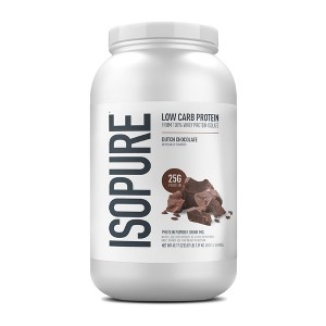 Isopure Low Carb 100% Pure Whey Isolate Protein Powder, Lactose Free, Gluten Free, Vitamins, Dutch Chocolate, 25g Protein Per Serving, 41 Servings - 1 of 4