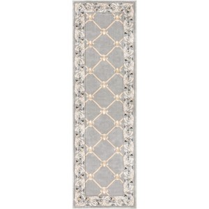 Patrician Trellis French European Formal Traditional / Contemporary Floral Thick Soft Plush Area Rug - 1 of 4