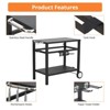 GustoWave 33"x20" Metal Grill Cart for Outside, Outdoor Grill Table with 2-Shelf, Easy-to-Clean, Versatile BBQ Table, Black - 3 of 4