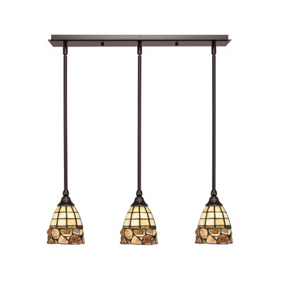 Toltec Lighting Any 3 - Light Chandelier in  Dark Granite with 7" Cobblestone Art Glass Shade