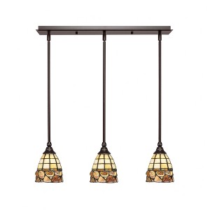 Toltec Lighting Any 3 - Light Chandelier in  Dark Granite with 7" Cobblestone Art Glass Shade - 1 of 1