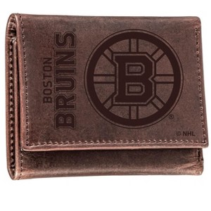 Evergreen NHL Boston Bruins Brown Leather Trifold Wallet Officially Licensed with Gift Box - 1 of 1