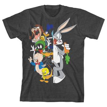 Looney Tunes Character Split Target Boy\'s Charcoal : T-shirt Heather Art