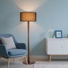 61" Walnut Wood Standing Floor Lamp with Linen Drum Shade, Modern Accent Light for Living Room, Bedroom, Hallway & Study - 3 of 4