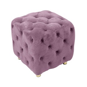FONTOI Modern Velvet Upholstered Ottoman, Square Foot Stool, Dressing Makeup Chair, End Table for Living Room Bedroom, Purple, 18.1"*18.9"*18.1" - 1 of 4