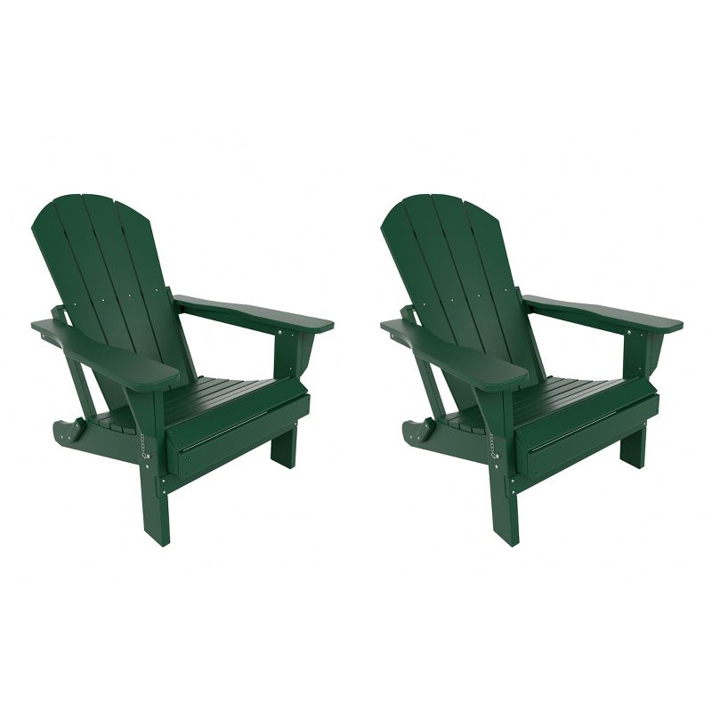 WestinTrends Malibu HDPE Outdoor Patio Folding Poly Adirondack Chair (Set of 2), 1 of 10