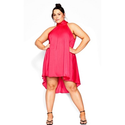Women's Plus Size Hi Lo Shine Tunic - flamingo | CITY CHIC