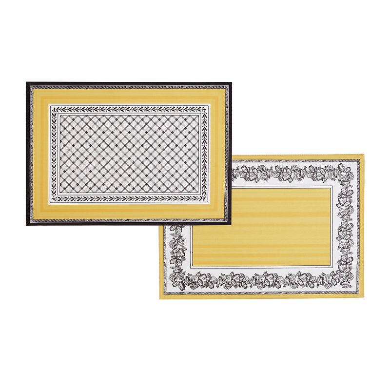 Villeroy & Boch - Audun Cotton Fabric Reversible Set of 4 Placemats - 14" x 20" - Yellow, 3 of 4