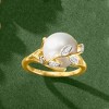 Ross-Simons 11-11.5mm Cultured Pearl Leaf Ring With Diamond Accents in 18kt Gold Over Sterling - 4 of 4