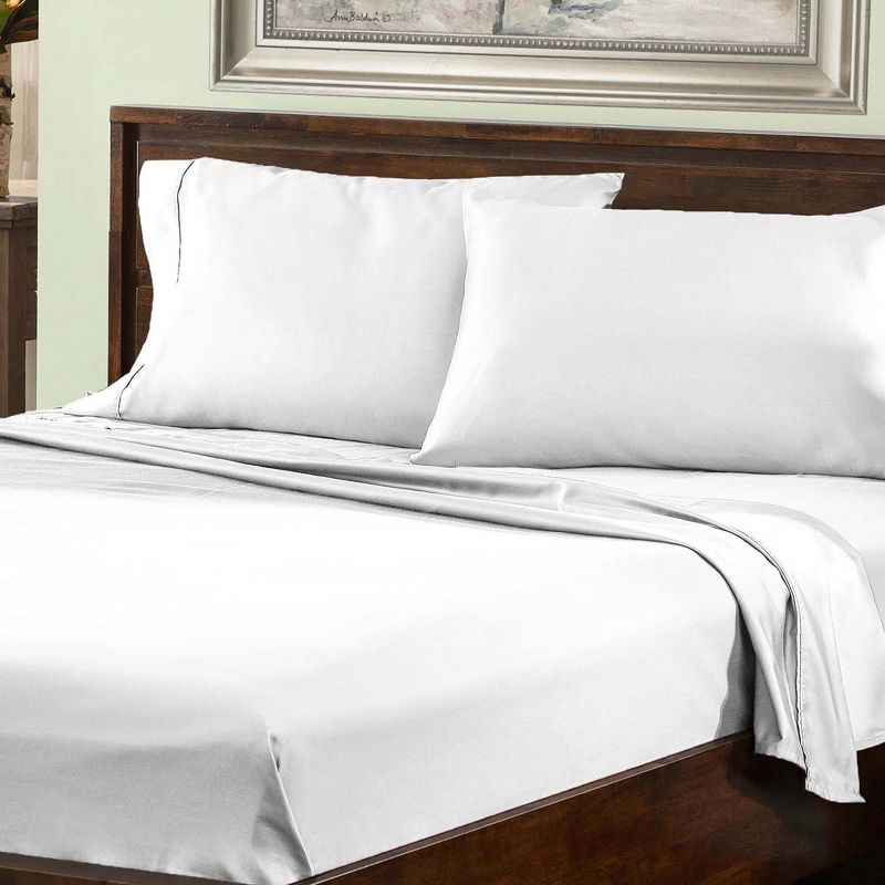 800 Thread Count Luxury Solid Deep Pocket Cotton Blend Bed Sheet Set by Blue Nile Mills, 2 of 6