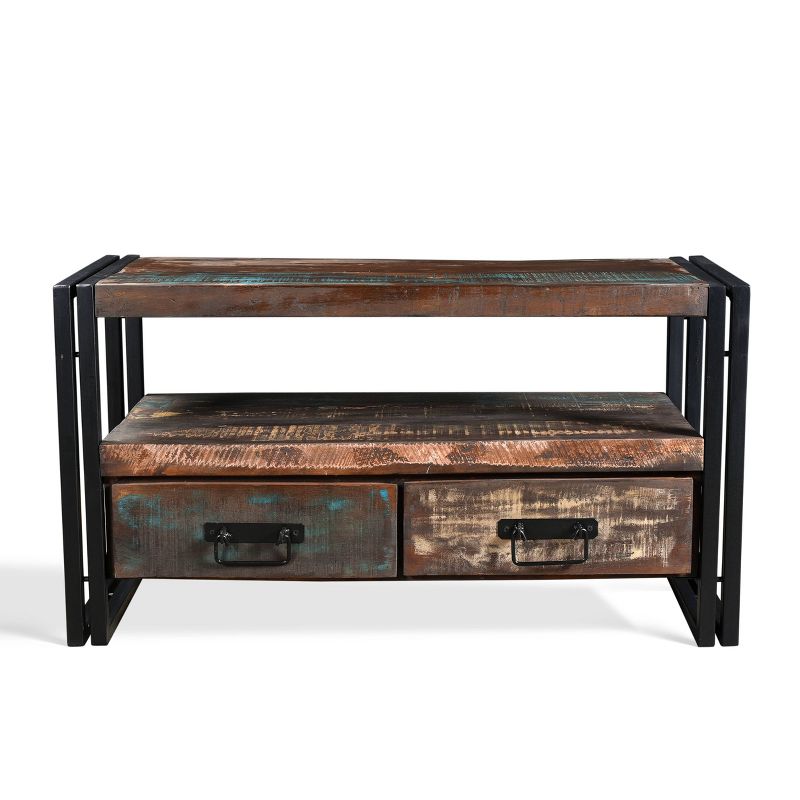 Old Reclaimed Wood Double Drawers TV Stand for TVs up to 55&#34; - Timbergirl, 3 of 8