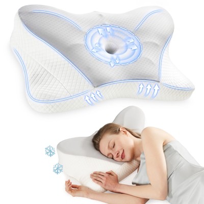 DOMETOUR Ergonomic Foam Neck Pillow Neck Support Neck Protection Good Sleep