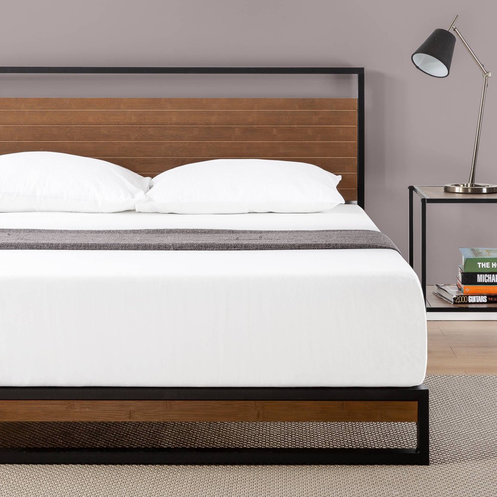 Photos - Bed Frame Zinus King Suzanne Platform Bed with Headboard Black  