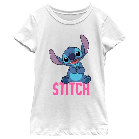 Girl's Lilo & Stitch Hanging with Ducks Graphic Tee Light Pink X Large