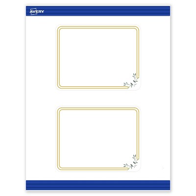 Avery 4.25" x 5.5" Cards, Gold Double Border with Florals, 20 ct