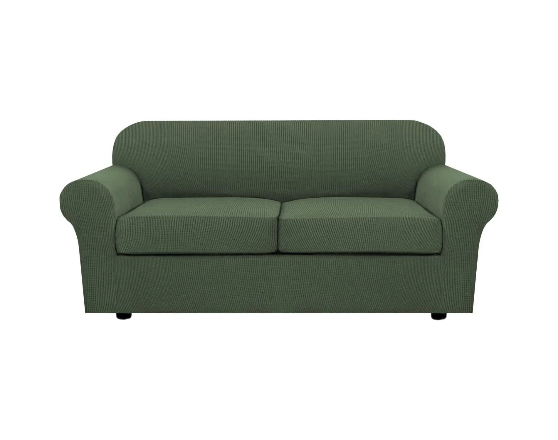 H.Versailtex 4 Piece Stretch Couch Covers for Cushion Couch Sofa Furniture Slipcovers BRONZE GREEN Medium-XL