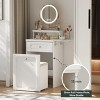 Gulches White 3-in-1 Makeup Vanity Desk with Round Mirror and Chair - 2-in-1 Nightstand, Foldable Panel, Storage Stool, Compact Dressing Table - 2 of 4