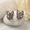 SOHI Women's Antique Silver Stone Intricate Butterfly Stud Earrings - 2 of 4
