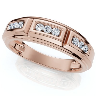Pompeii3 1/4Ct TW Round Diamond Men's Nine Stone Wedding Ring High Polished Band 10k Gold