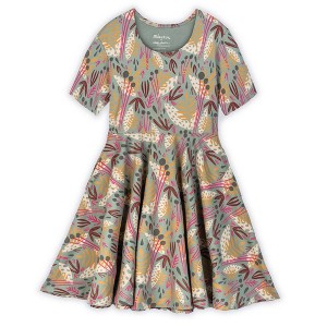 Mightly Toddler Fair Trade Organic Cotton Print Shorts Sleeve Twirl Dress - 1 of 3