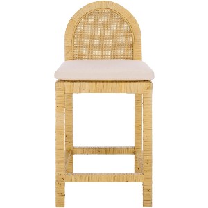 Tojo Cane Roundback Countr Stool - BST6507A - Natural/White - Safavieh - 1 of 4