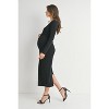 Hello Miz Women's Ribbed Sweetheart Neck Long Sleeve Back Slit Maternity Midi Dress - 2 of 4