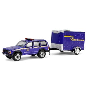 1/64 2001 Jeep Cherokee Trailer New York State Police Hot Pursuit Tow 32315-B - 1 of 4
