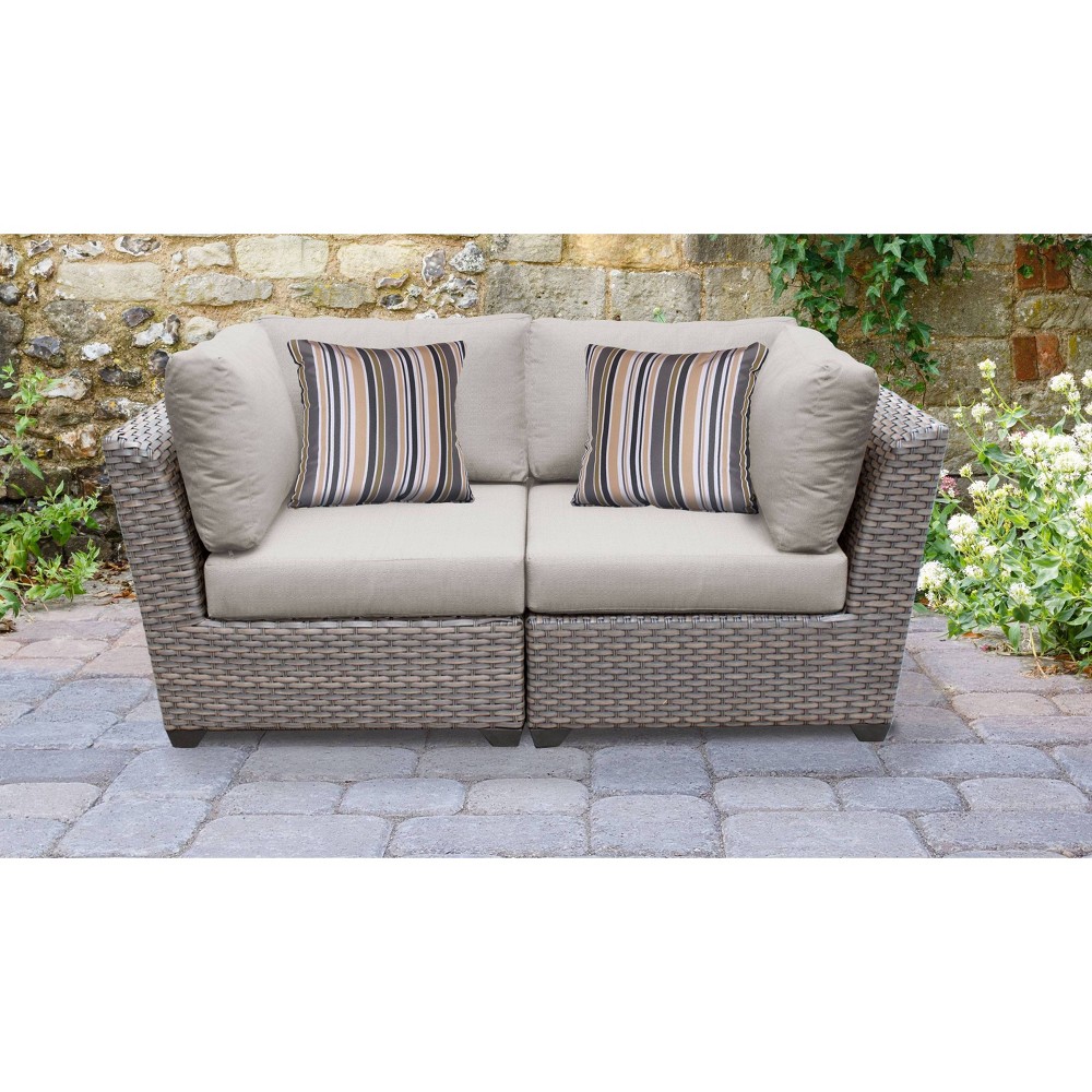 Florence 2pc Outdoor Sectional Loveseat with Cushions Ash TK Classics