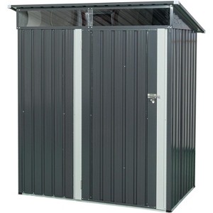 5x3 FT Steel Storage Shed, Heavy-Duty Outdoor Metal Shed with Ventilation, Secure Hinged Door for Garden & Patio Storage, Grey - 1 of 4