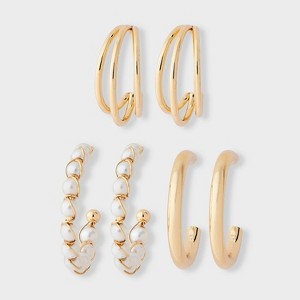 Acrylic Pearl and Metal Trio Hoop Set - Wild Fable™ Gold : Target