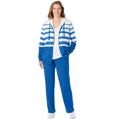Woman Within Plus Size Striped Full Zip Jacket Set