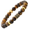 Steeltime Men's tiger eye, 18k gold plated stainless steel and simulated black diamond beaded bracelet - 2 of 4
