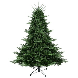 Green Artificial Christmas Tree with PE/PVC Mixed Branches, Warm White LED Lights, Fireproof PVC Material, Hinged Foldable Design with Sturdy Base - 1 of 4