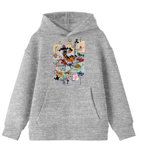 Space Jam 1996 Characters Collage Art Youth Boys Heather Grey Hoodie - 1 of 2