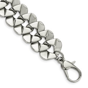 Black Bow Jewelry Men's Stainless Steel Large Fancy Curb Chain Bracelet - 8.5 Inch - 1 of 4