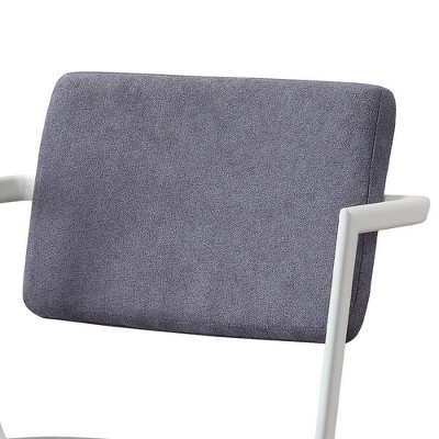 Gray Fabric and White Metal Upholstered Side Chair
