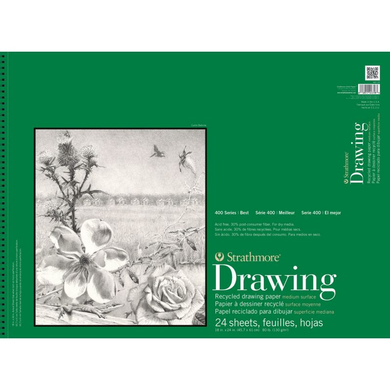 Strathmore 400 Series Recycled Drawing Pad, 18 x 24 Inches, 80 lb, 24 Sheets, 1 of 2