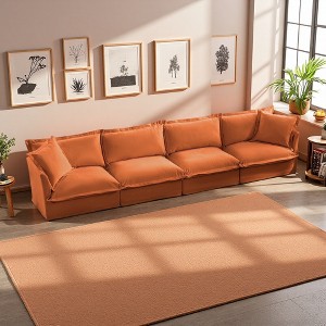156.6" Chenille Slipcovered Modular Sectional Sofa with French Edges & Removable Covers - 1 of 4