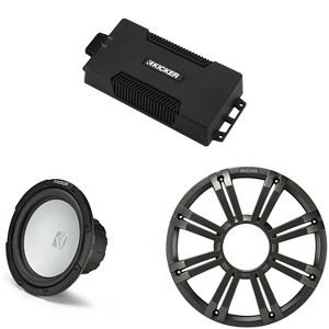Kicker 48PXA6001 Weatherproof Powersport Mono Amp & 10" 4 Ohm Free-Air Marine Subwoofer ( Charcoal Grill ) - 1 of 4