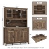 Costway Kitchen Pantry Cabinet with Microwave Countertop Double Glass Doors 2 Drawers - 3 of 4