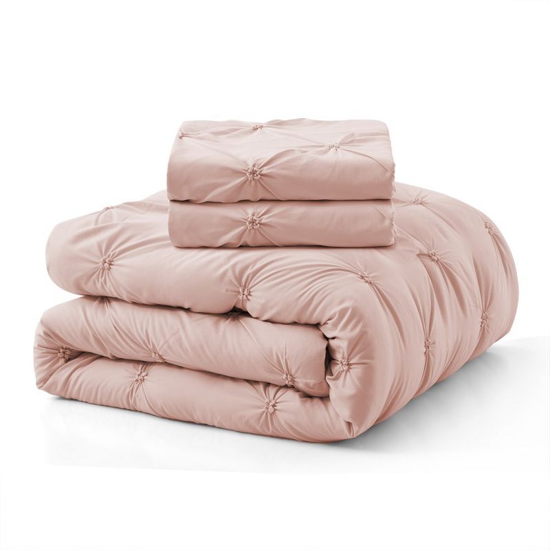 Peace Nest Pintuck Comforter Set, Bedding Set for All Season, Comforter and Pillowcases Set, Pink, 2 of 7