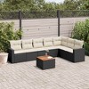 vidaXL 8 Piece Patio Sofa Set with Cushions Black Poly Rattan - Black and Cream - 2 of 4