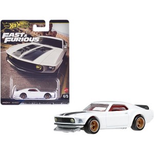 1969 Ford Mustang Boss 302 White with Black "Fast & Furious 6" (2013) Movie "Premium" Series Diecast Model Car by Hot Wheels - 1 of 3
