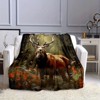 Lomsoe Art Forest Elk Deer Print Flannel Blanket - All Seasons Soft and Warm Throw Blanket for Bed, Napping, Camping, Travel, Office - 3 of 4