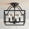 Franklin Iron Works Elle Rustic Industrial Ceiling Light Semi Flush Mount Fixture 13" Wide Black 4-Light Square Cage for Bedroom Living Room Kitchen - 2 of 4